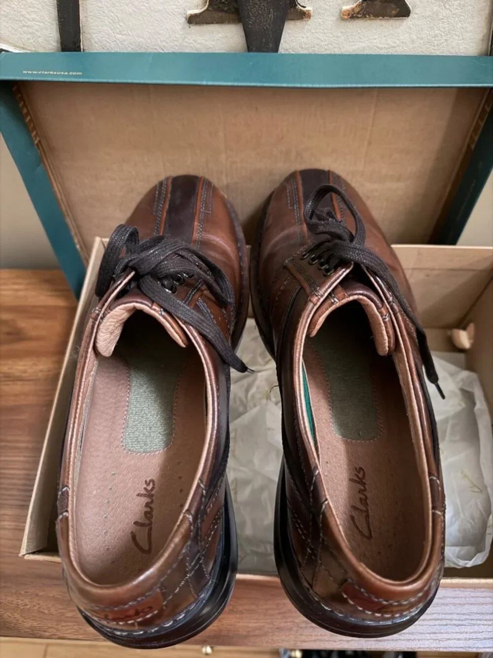 Clarks Touareg Mens Brown Leather Oxford Shoes Size 11M With Original Box